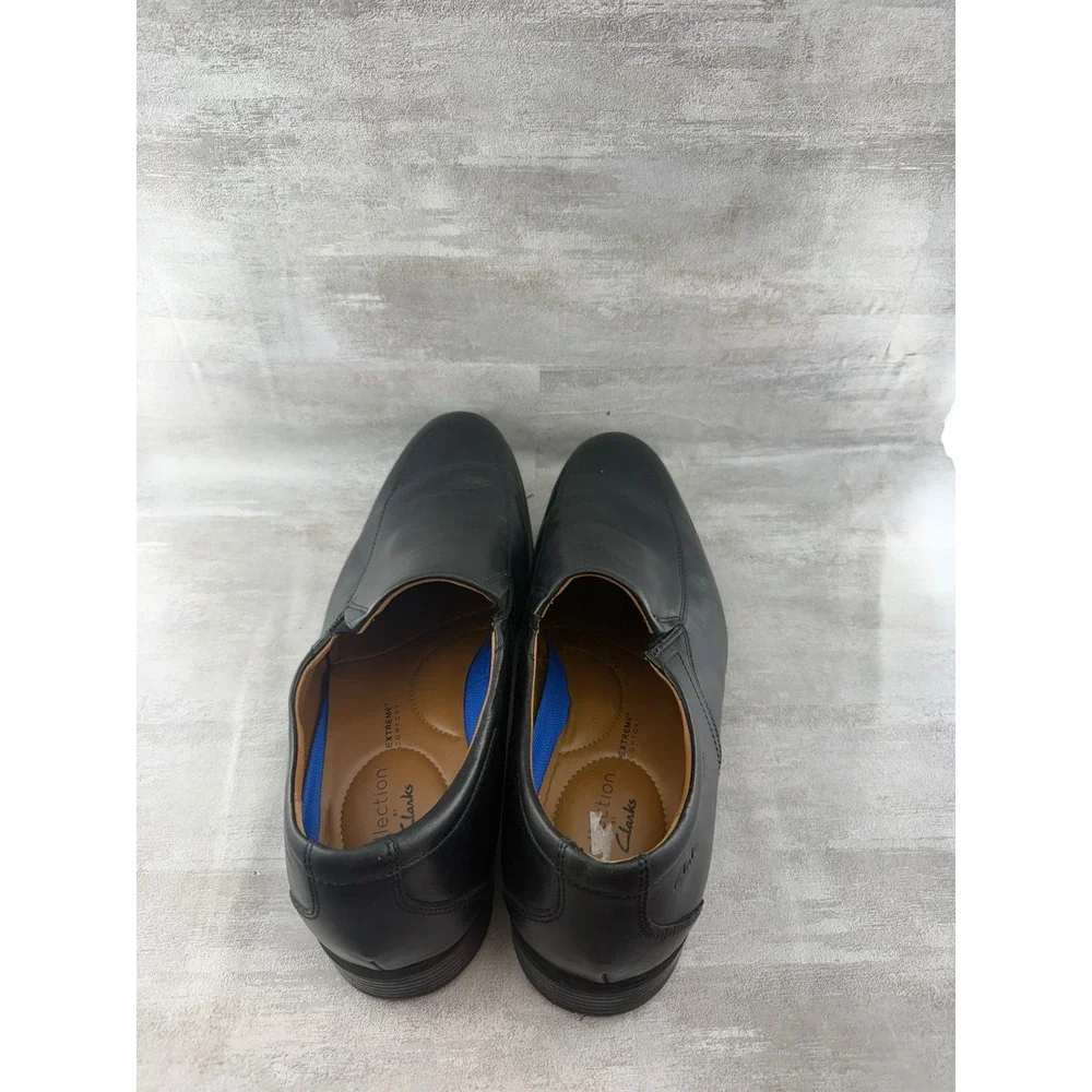 Clarks Men Tilden Free Black Leather Slip On Loafers Dress Shoes Sz 11.5 M